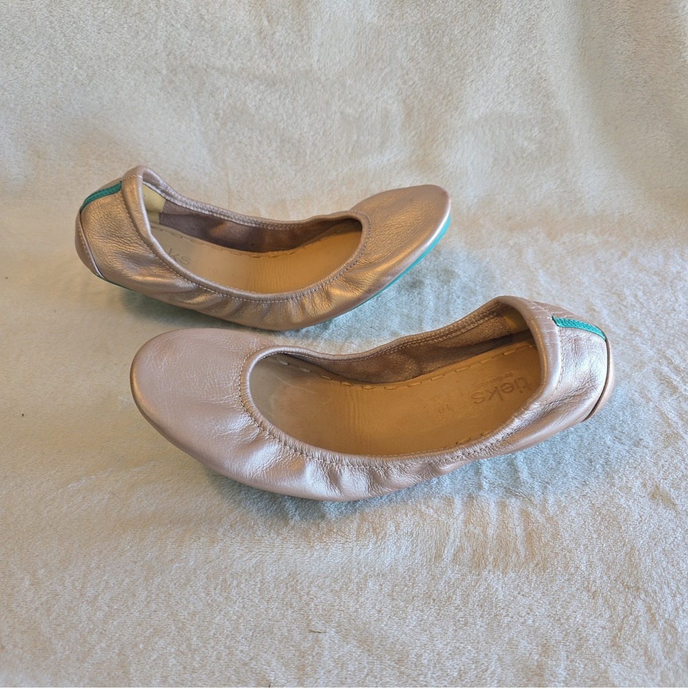 Tieks By Gavrieli Champagne Metallic Foldable Ballet Flats Women's Size 10